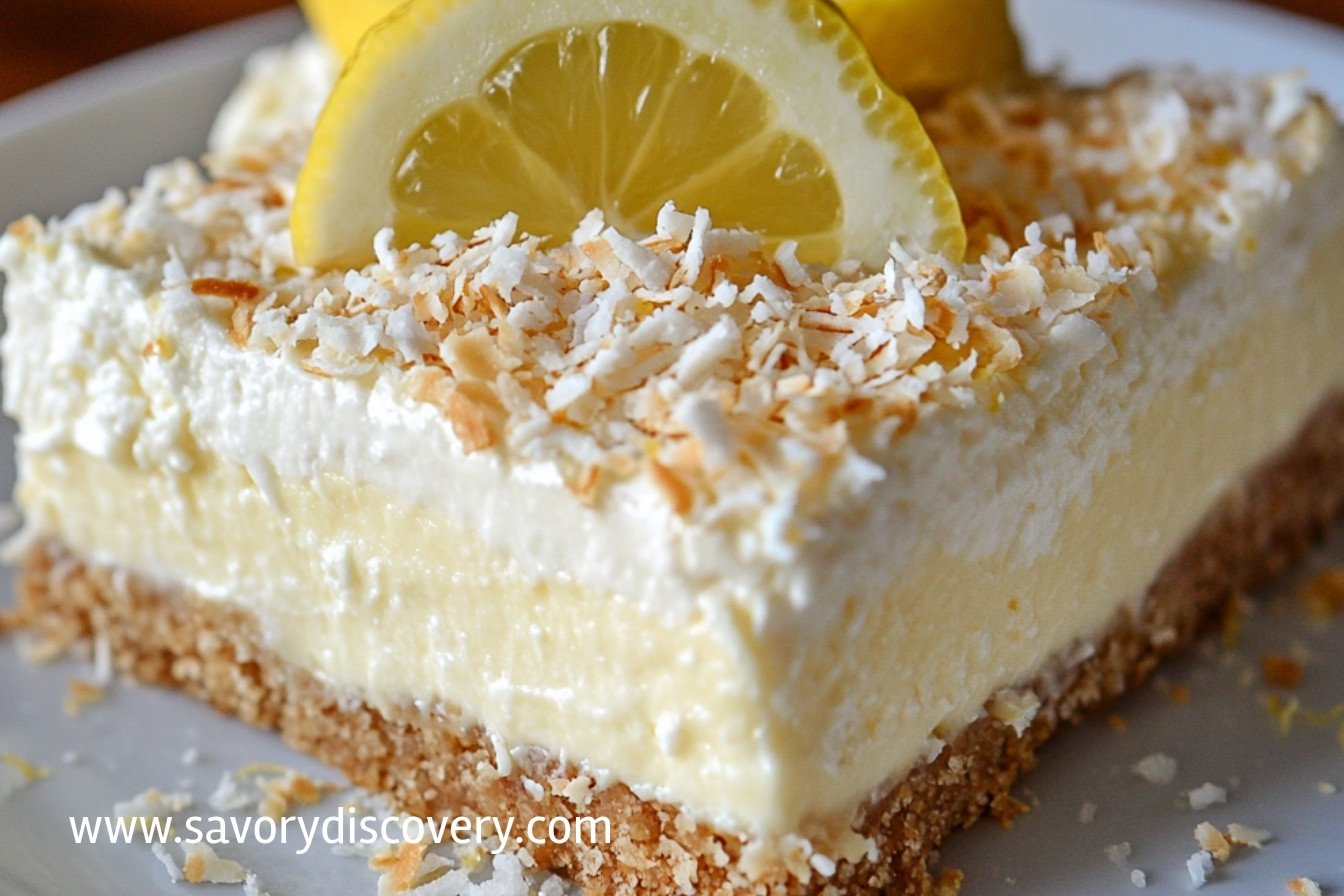 Barres de cheesecake citron noix de coco sans cuisson