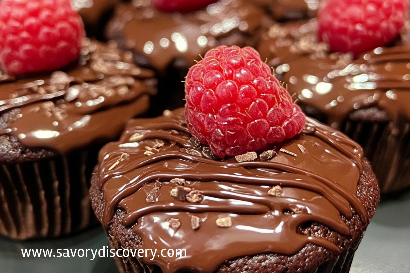 Cupcakes au chocolat et framboises fondants