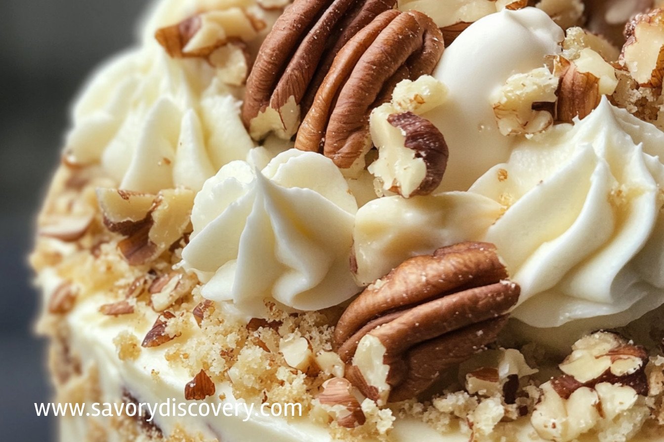Gâteau à étages chocolat blanc et pacanes