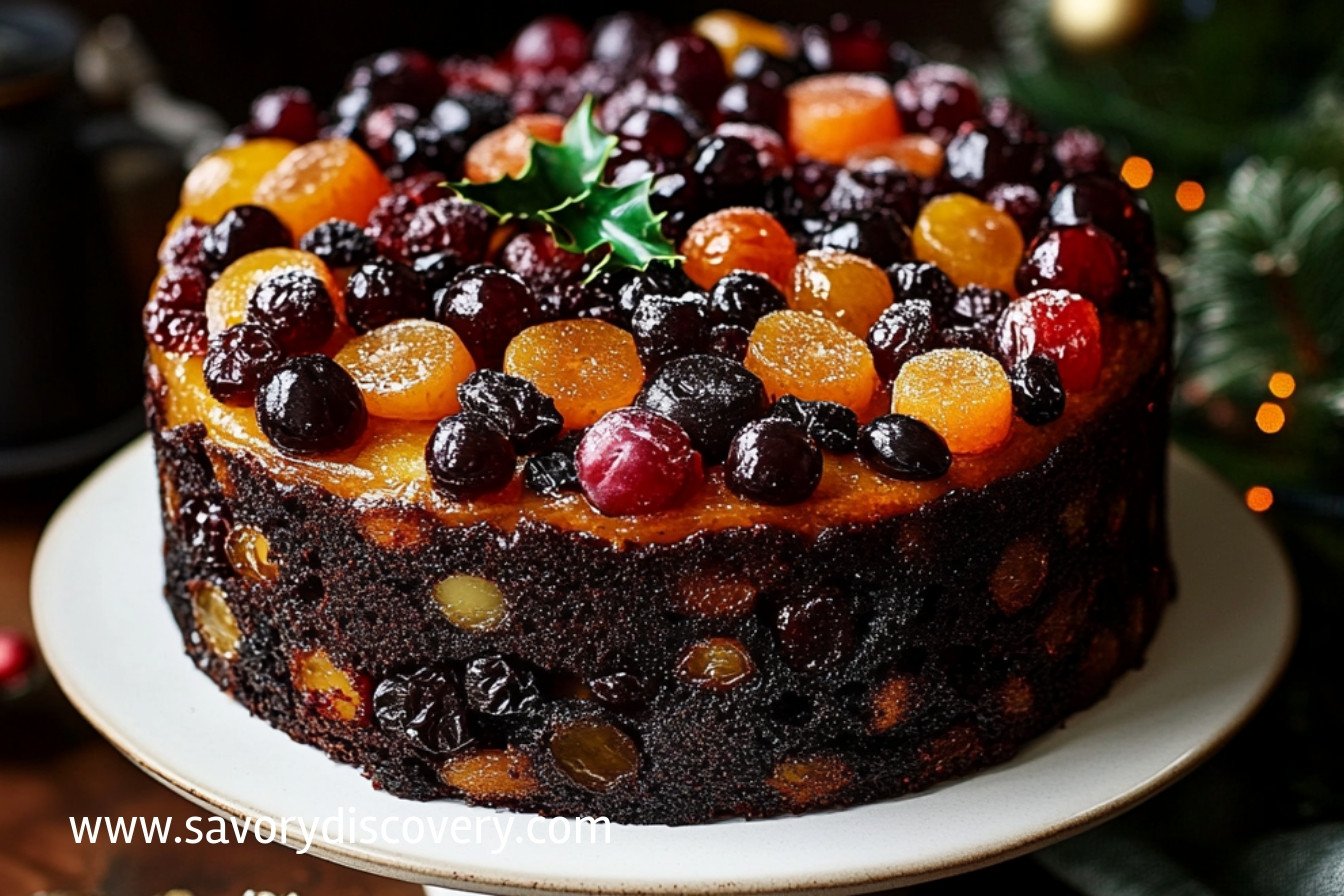 Gâteau de Noël aux fruits festifs délicieux