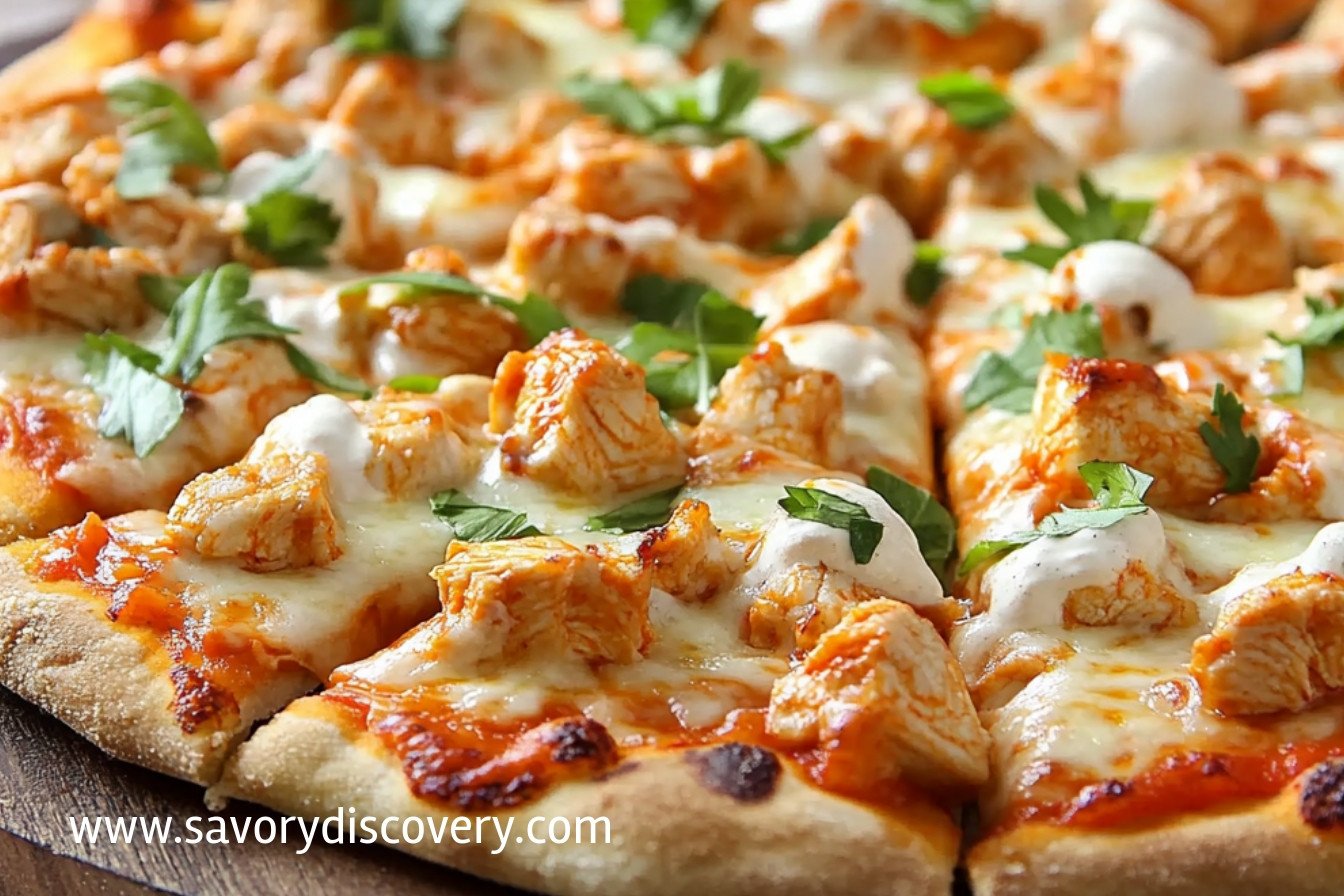 Pizza au poulet Buffalo : recette irrésistible !