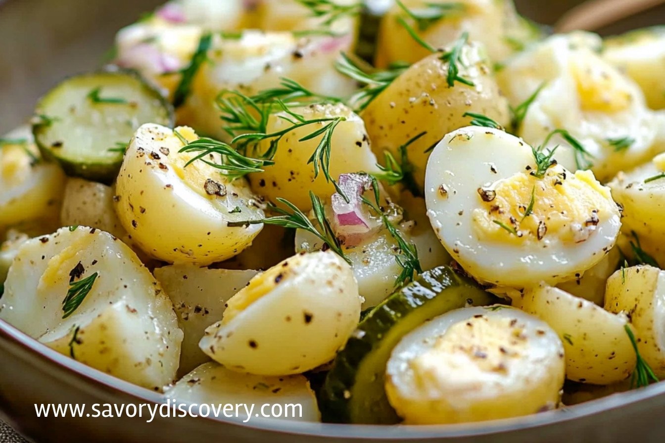 Salade de pommes de terre, œufs et cornichons