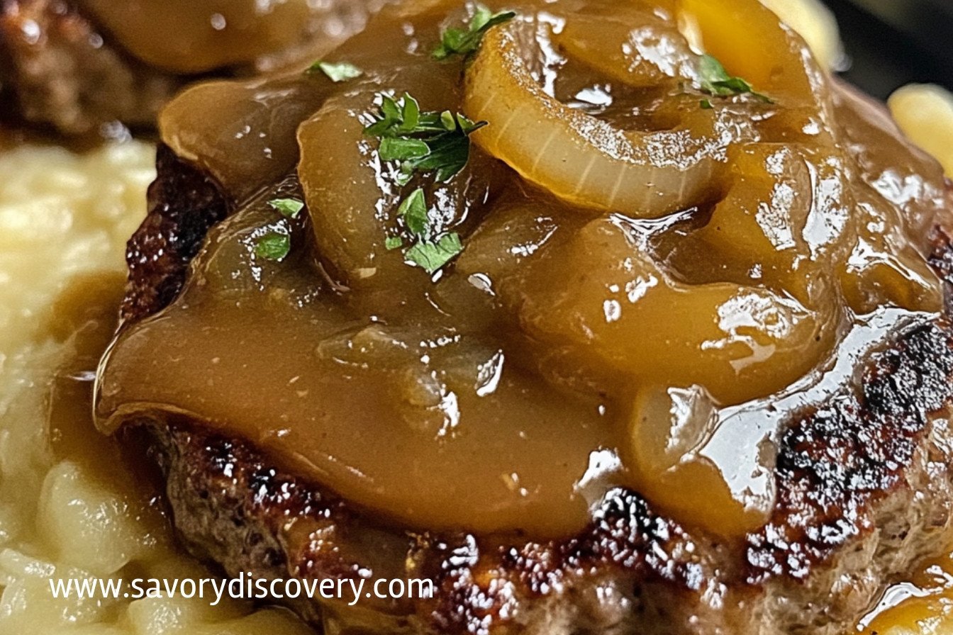 Steaks de hamburger avec sauce aux oignons