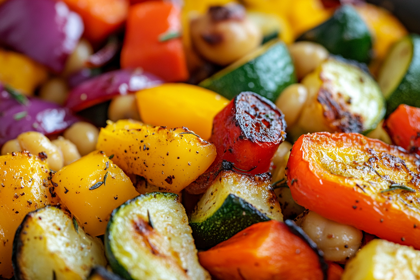 Bols de légumes rôtis et pois chiches
