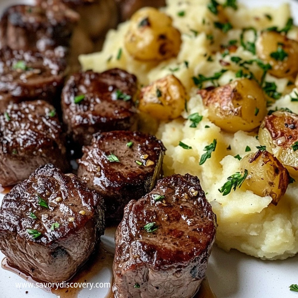 Bouchées de steak au beurre à l'ail