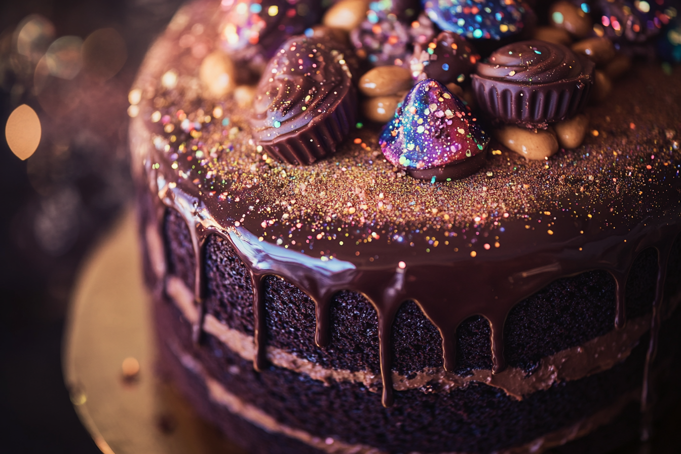Gâteau Galaxie au Chocolat et Beurre de Cacahuète