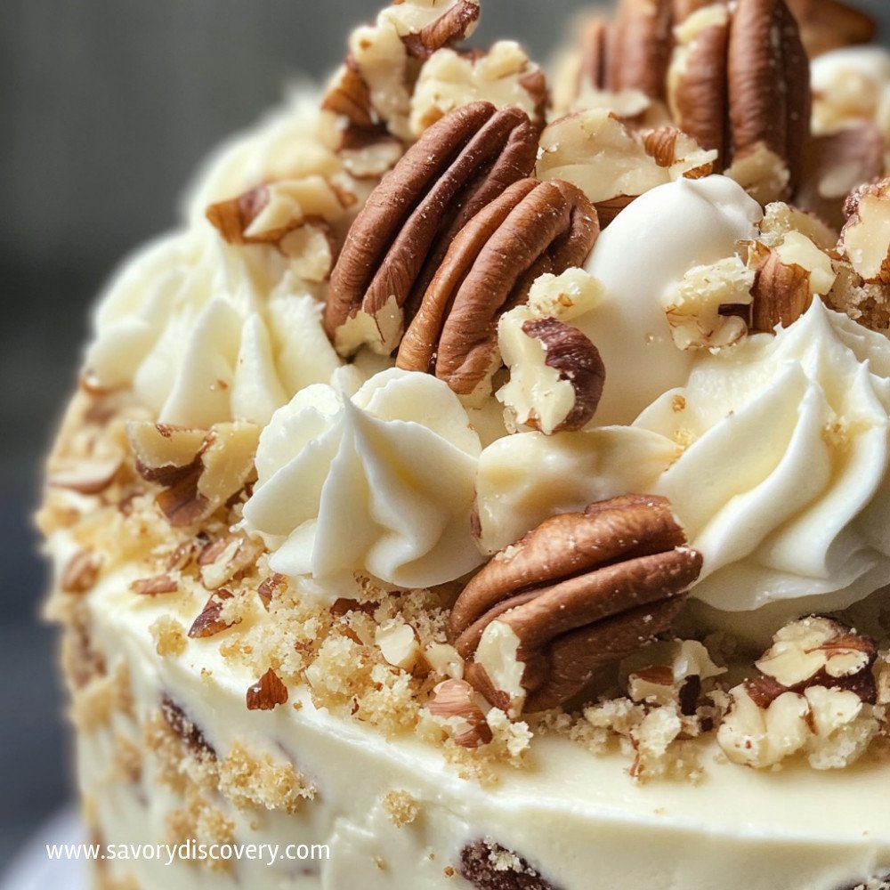 Gâteau à étages chocolat blanc et pacanes