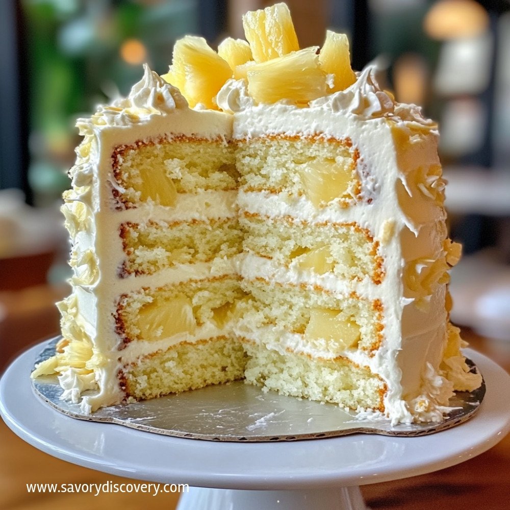 Gâteau au chocolat blanc et ananas succulent