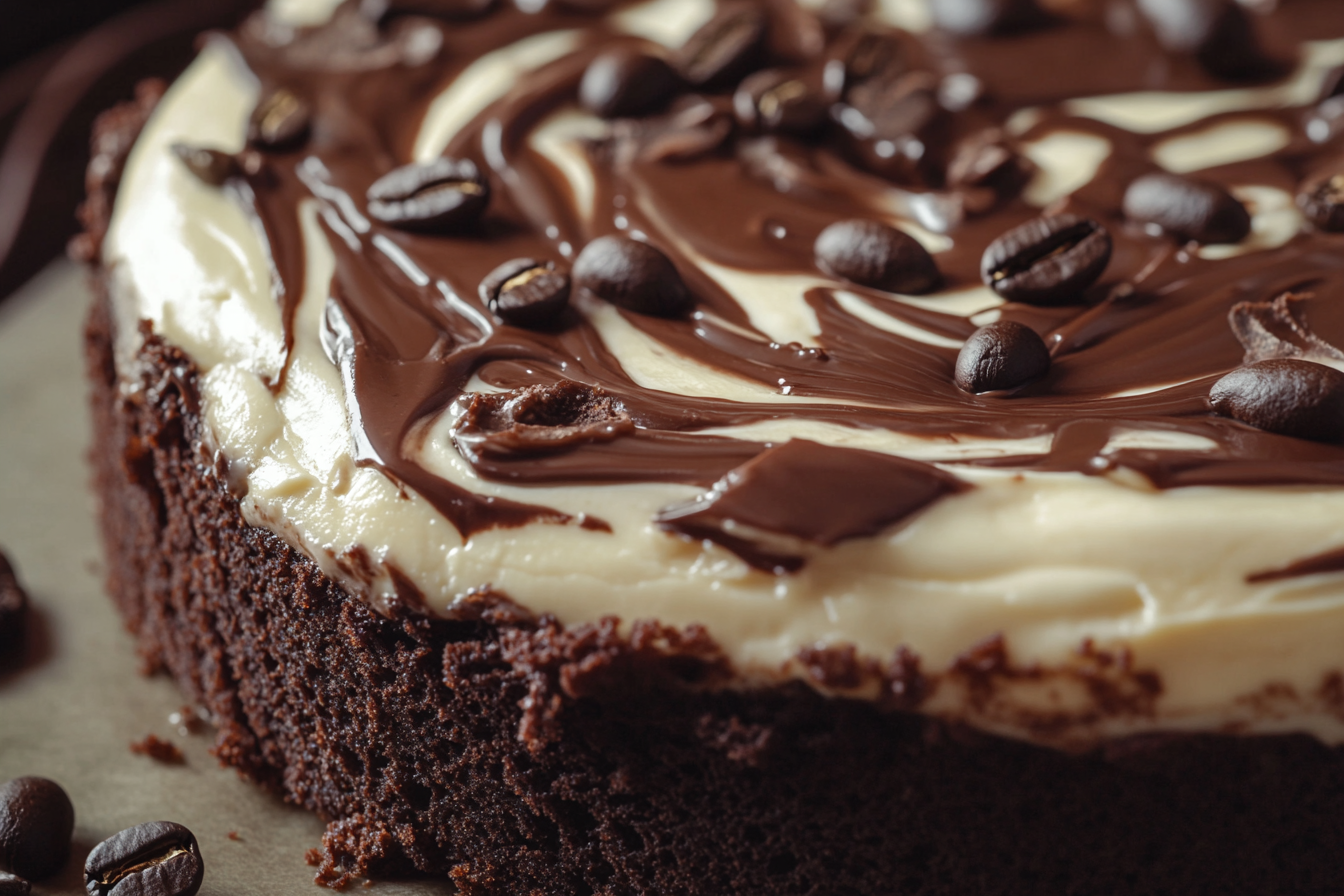 Gâteau au fromage brownie au café