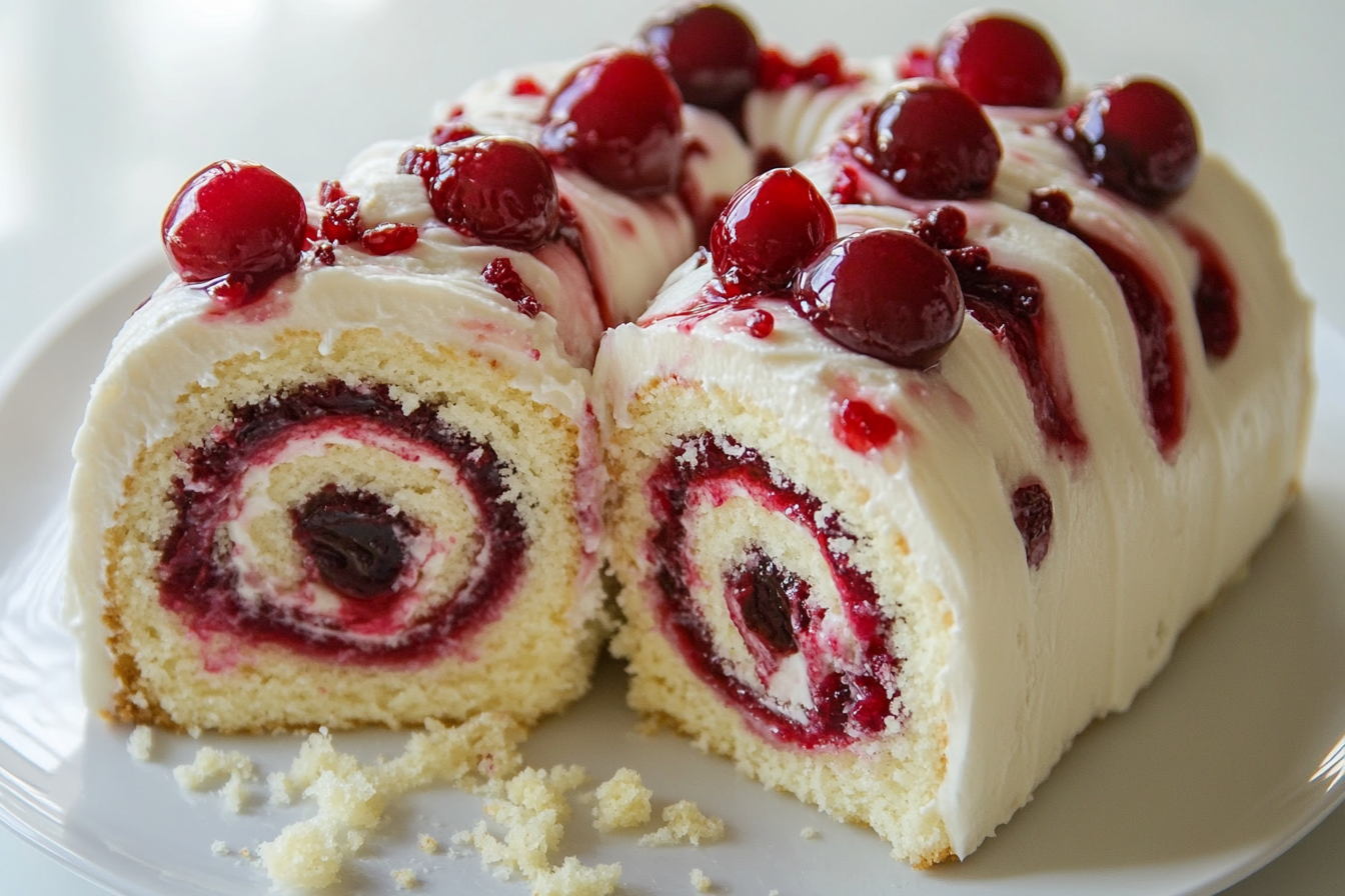 Gâteau roulé au fromage cerise