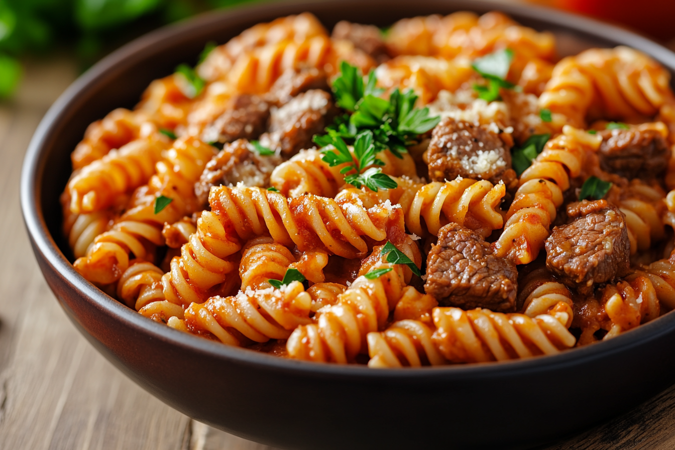 Pâtes rotini au bœuf et parmesan