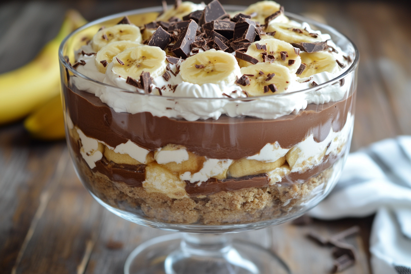 Trifle chocolat, banane et cacahuète
