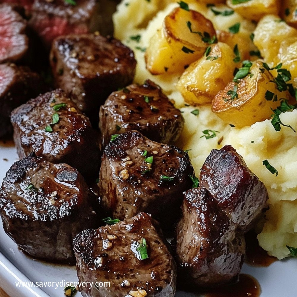 Bouchées de steak au beurre à l'ail