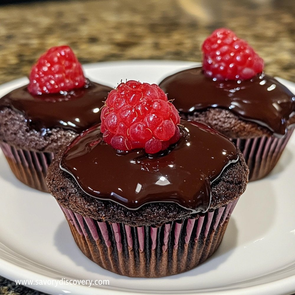 Cupcakes au chocolat et framboises fondants