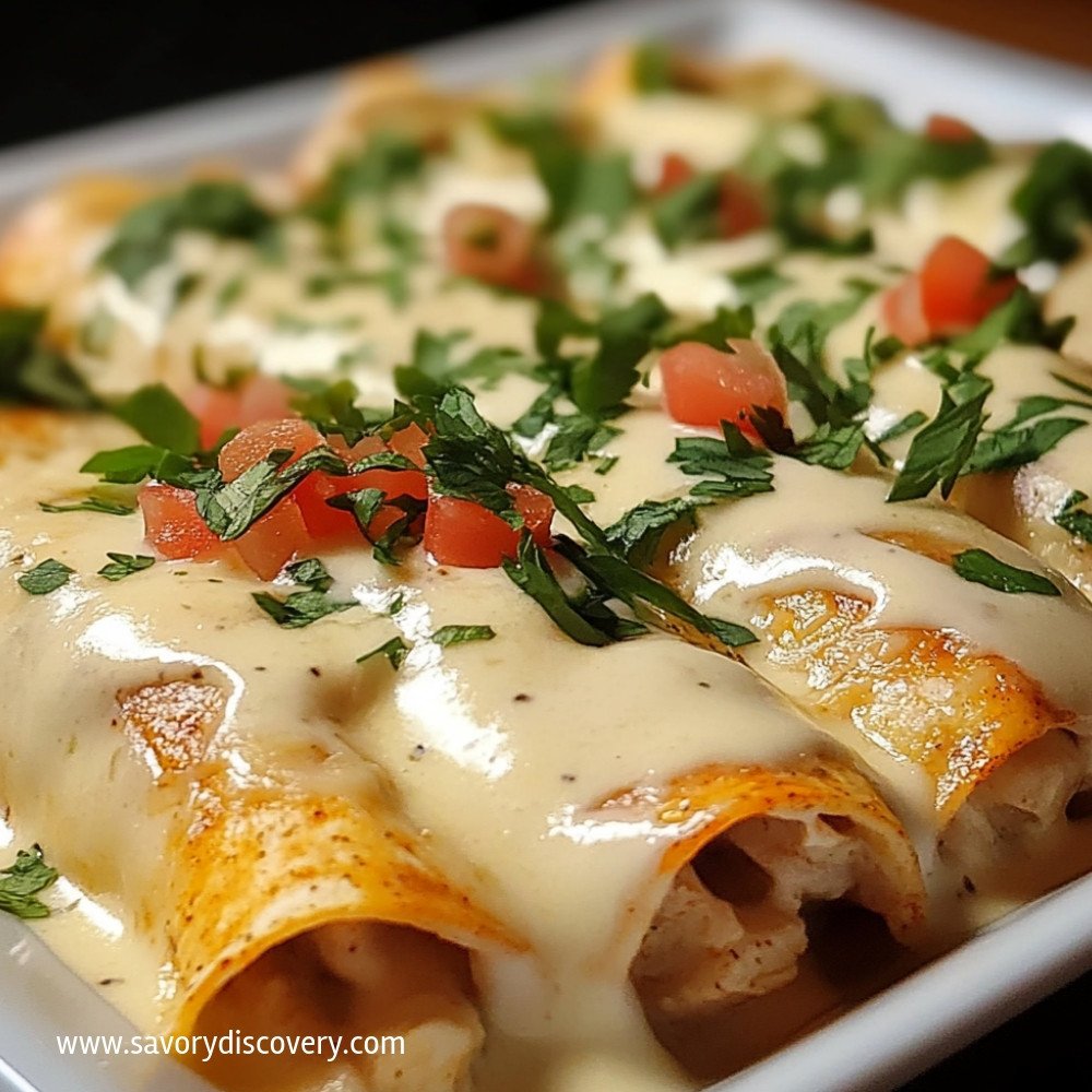 Enchiladas de poulet à la sauce blanche crémeuse