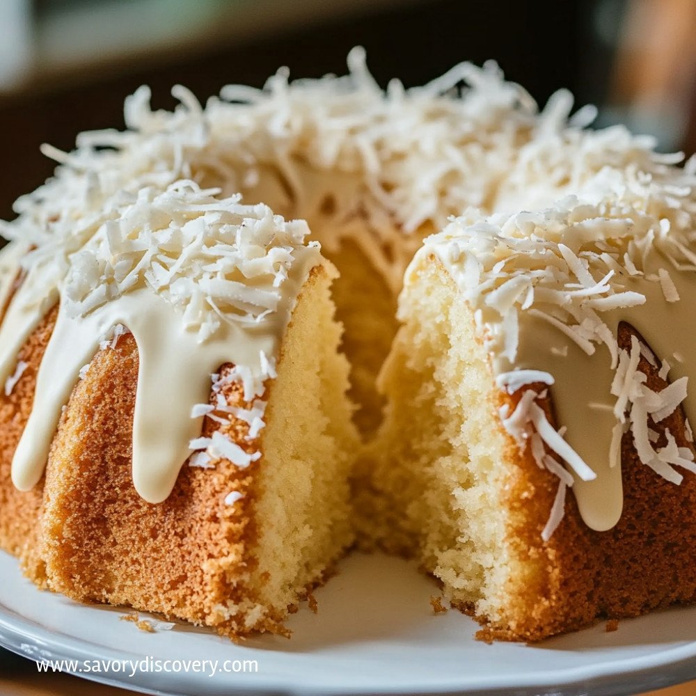 Gâteau Bundt au chocolat blanc et noix de coco