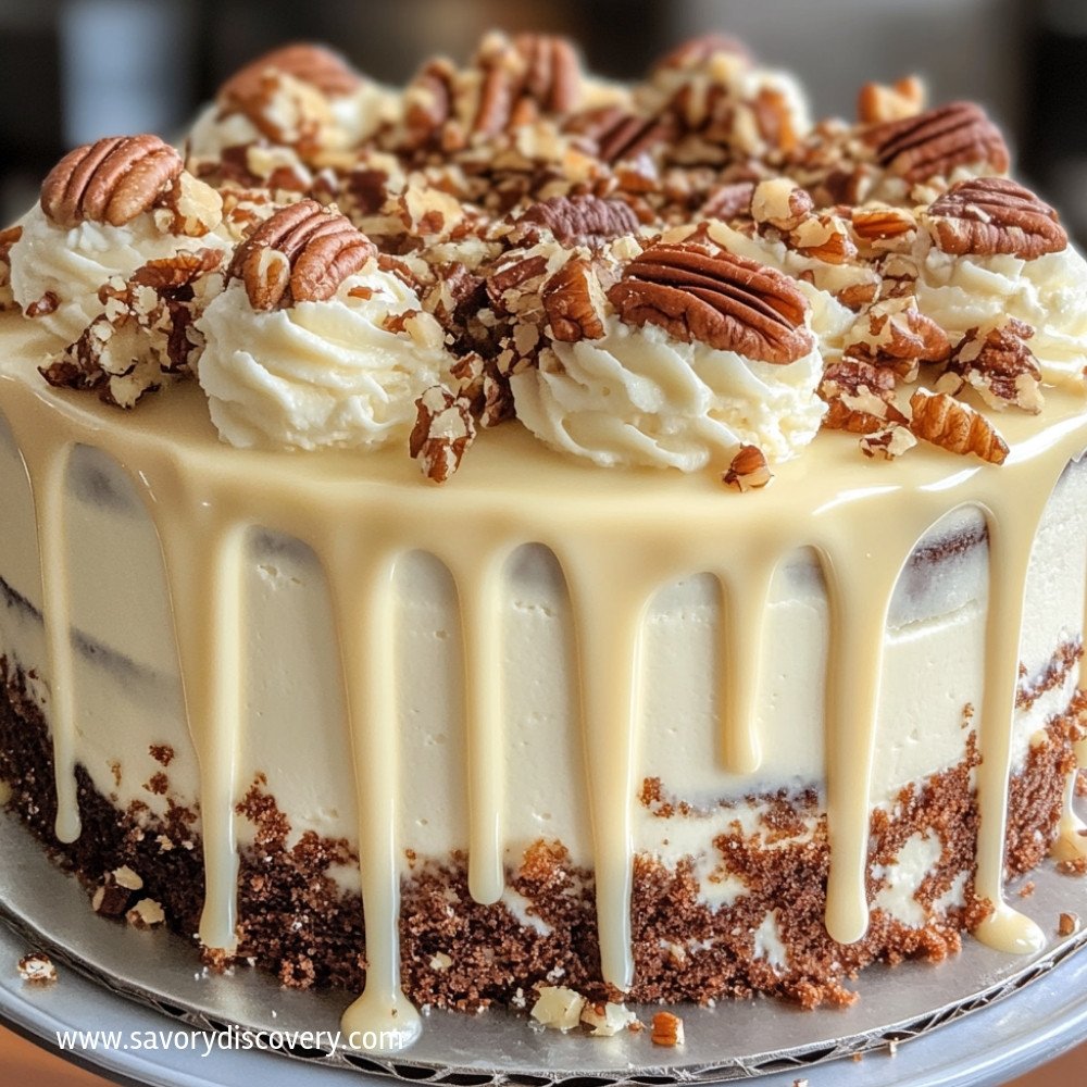 Gâteau à étages chocolat blanc et pacanes