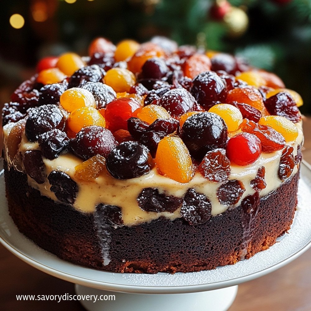 Gâteau de Noël aux fruits festifs délicieux