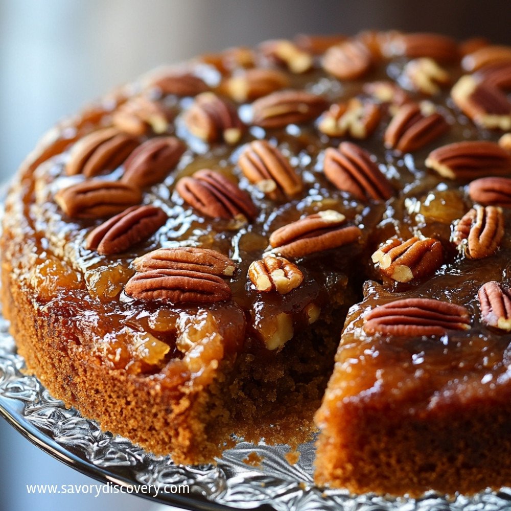 Gâteau renversé aux pacanes irrésistible et savoureux