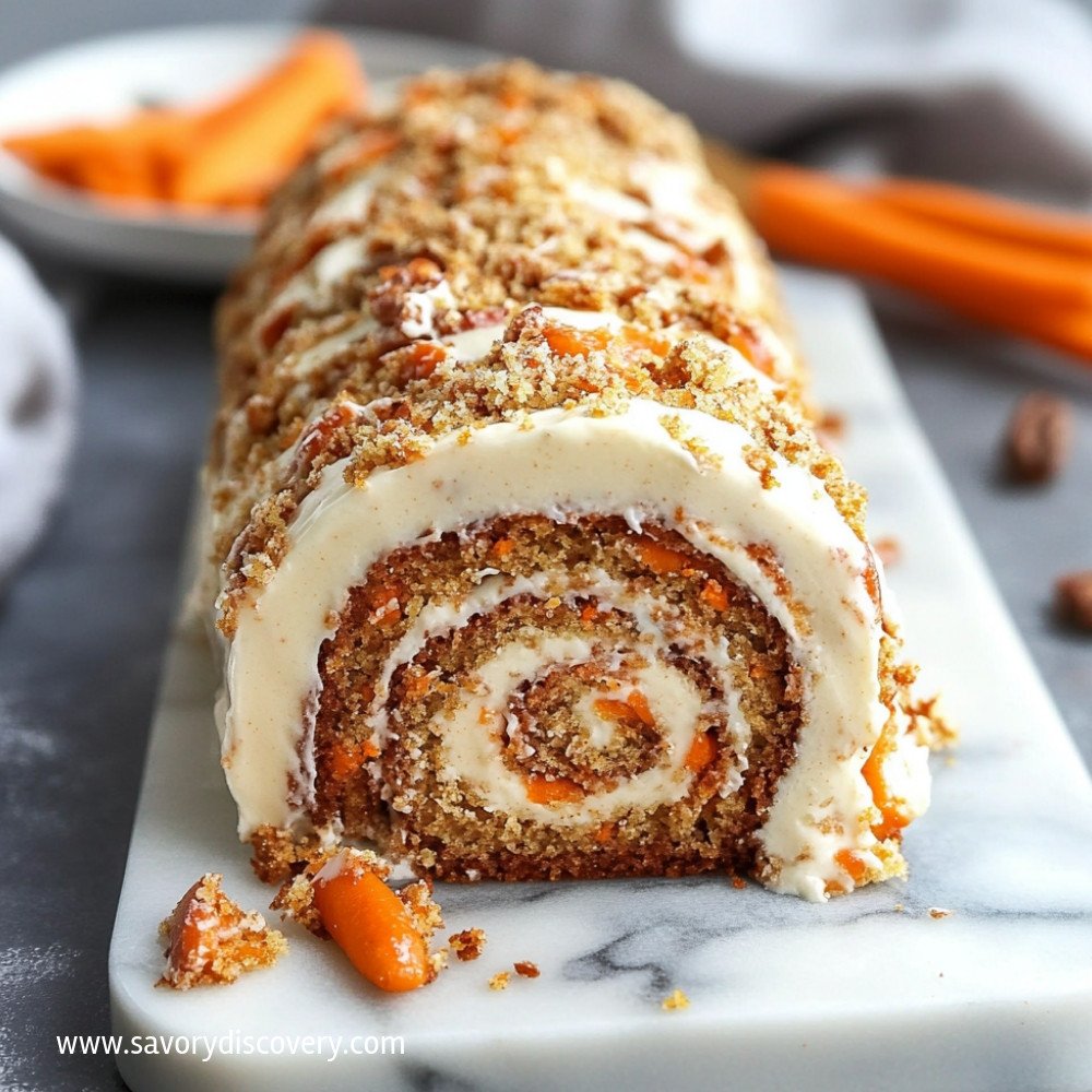 Gâteau roulé à la carotte et crème fraîche