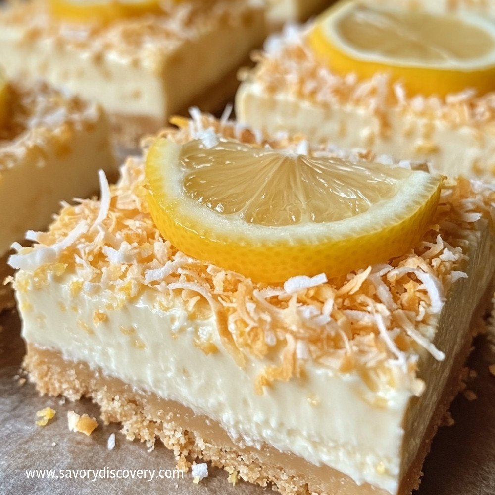 Barres de cheesecake citron noix de coco sans cuisson