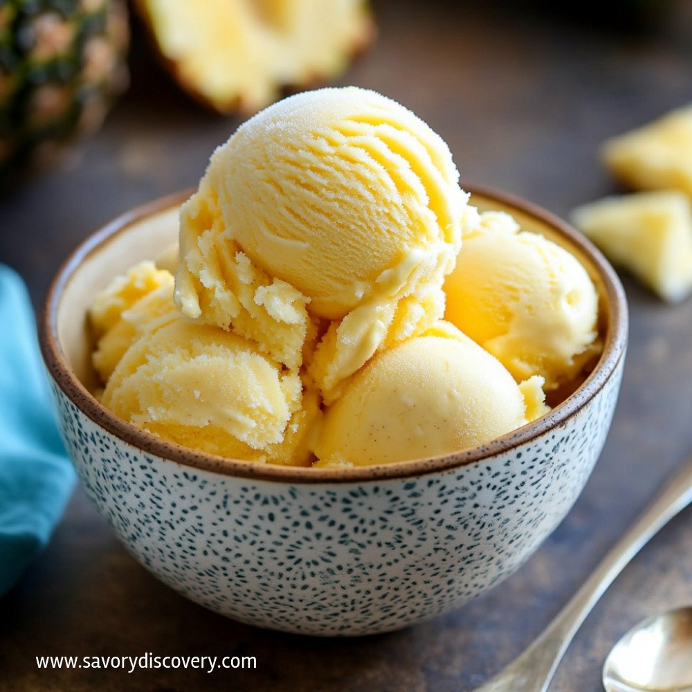 Crème glacée maison à l'ananas frais