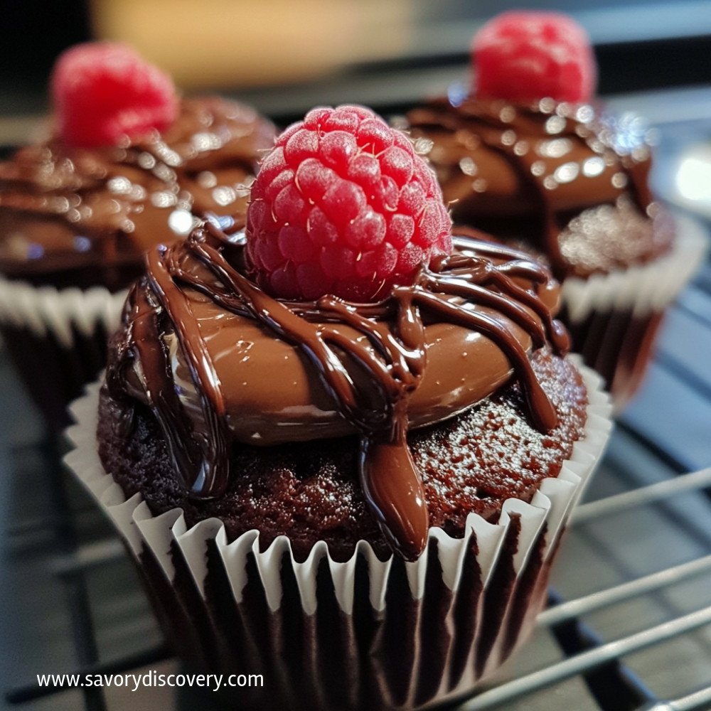 Cupcakes au chocolat et framboises fondants