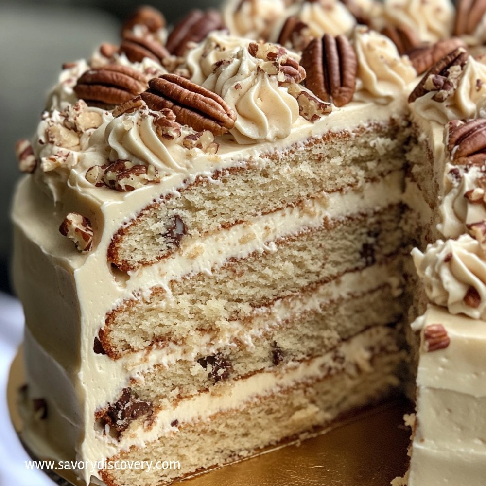 Gâteau à étages chocolat blanc et pacanes