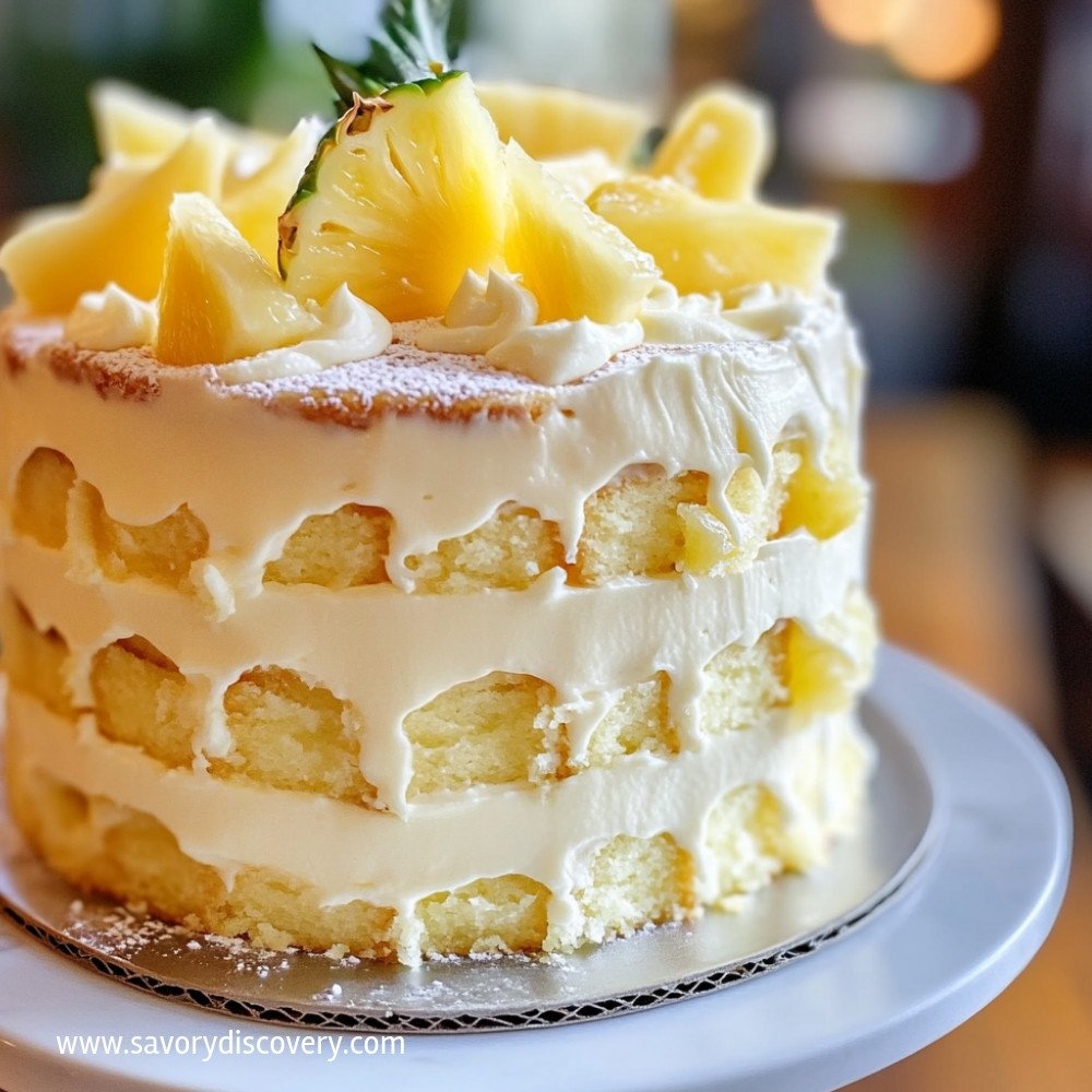Gâteau au chocolat blanc et ananas succulent
