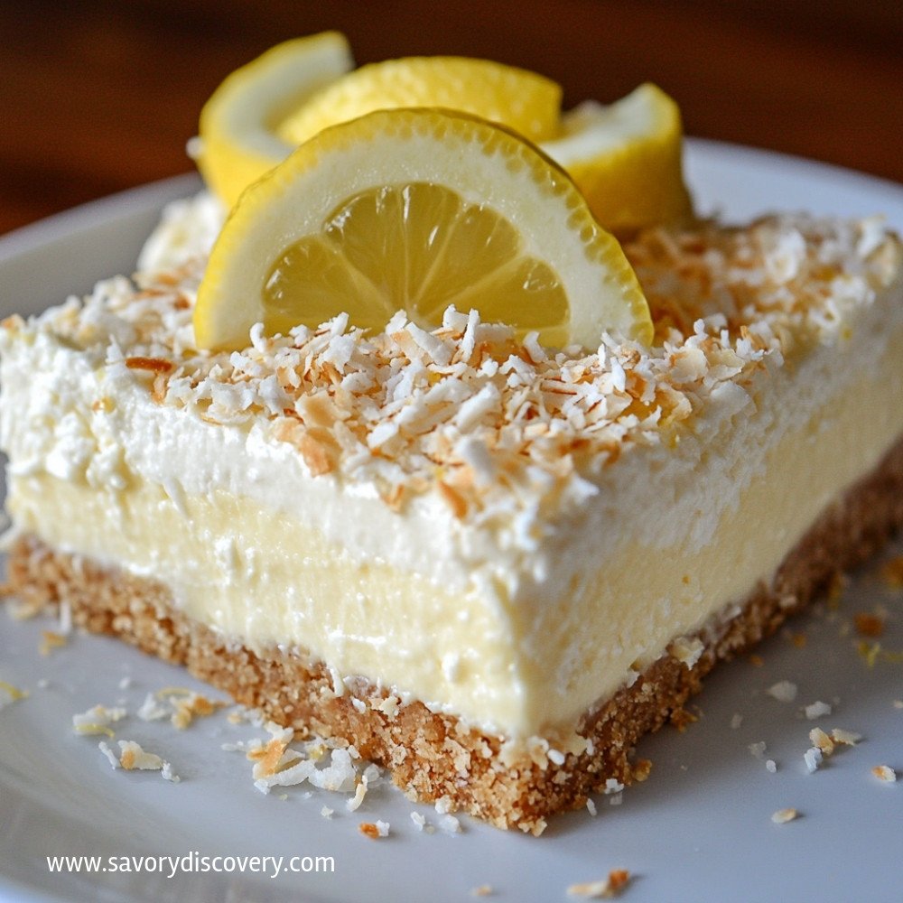Barres de cheesecake citron noix de coco sans cuisson