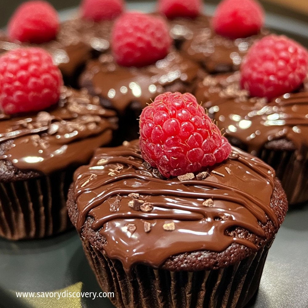 Cupcakes au chocolat et framboises fondants