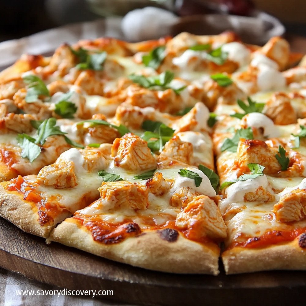 Pizza au poulet Buffalo : recette irrésistible !
