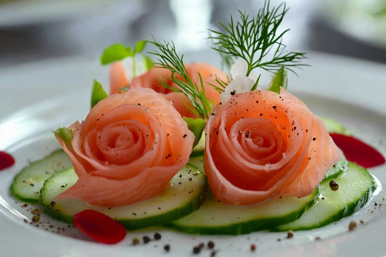 Apéritif de saumon fumé et concombre