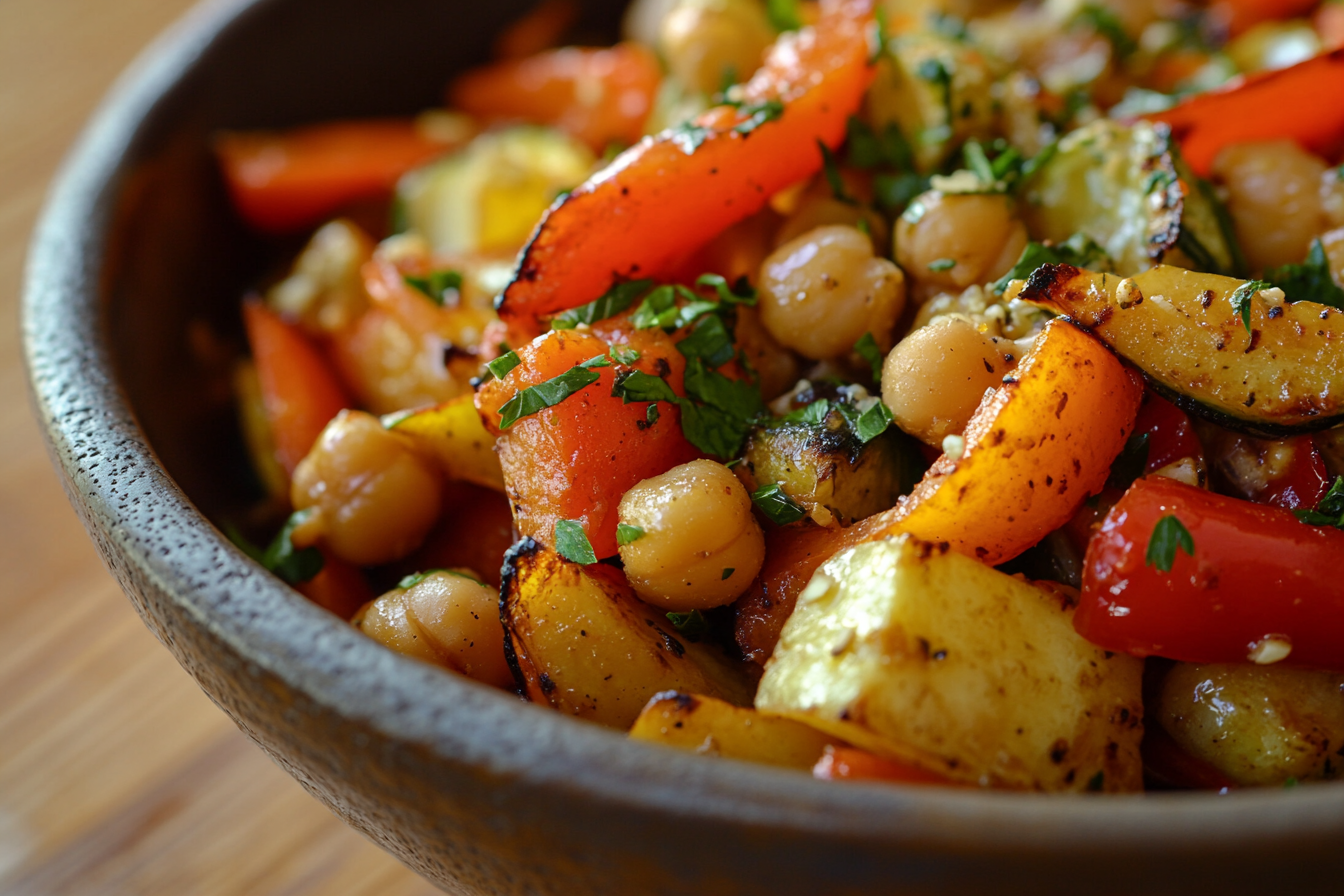 Bols de légumes rôtis et pois chiches