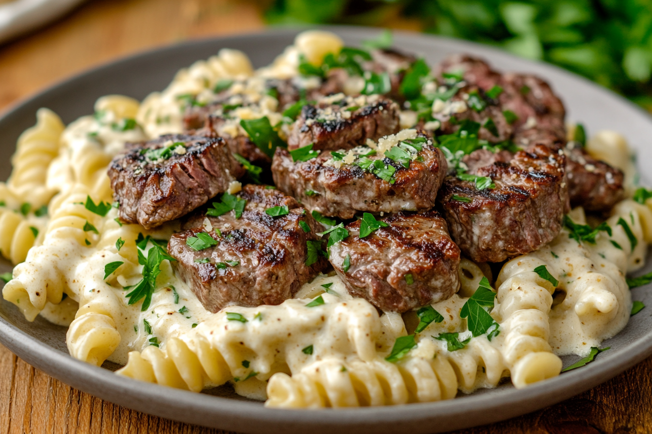 Bouchées de steak à la sauce parmesane