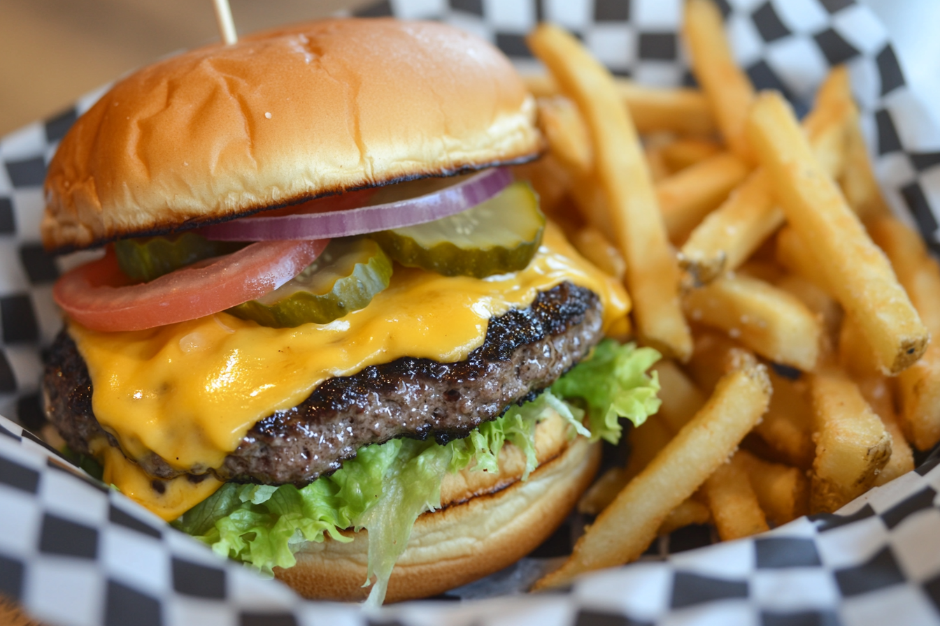 Burger cuivé avec frites