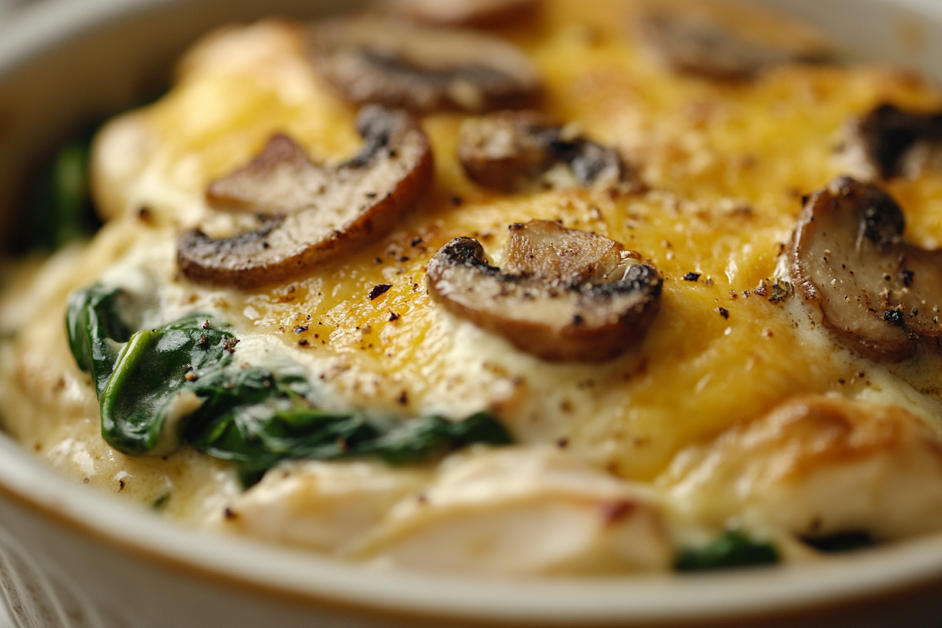 Poulet aux épinards et champignons
