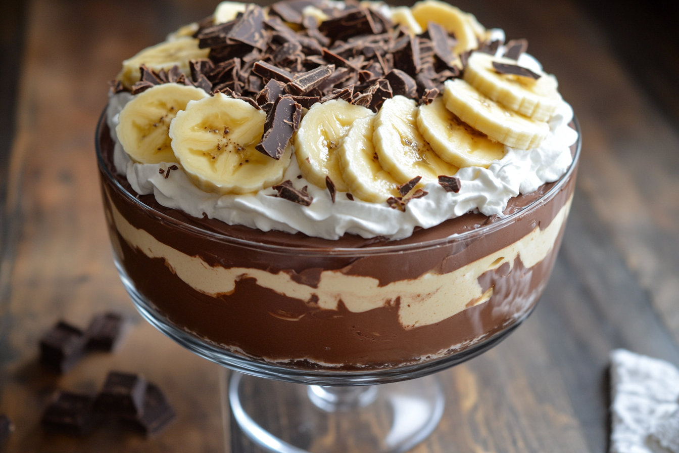 Trifle chocolat, banane et cacahuète